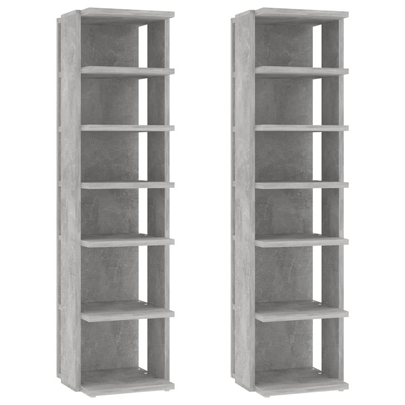 Foto van The living store schoenenkast betongrijs 27.5x27x102 cm (lxbxh) - bewerkt hout - 6 schappen