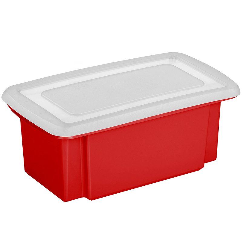 Foto van Sunware 1x opslagbox kunststof 7 liter rood 38 x 21 x 14 cm met deksel - opbergbox