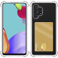 Foto van Basey samsung galaxy a52 hoesje siliconen hoes case cover met pasjeshouder - transparant