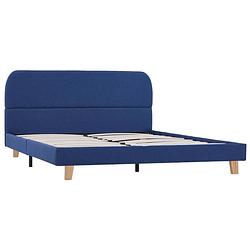 Foto van The living store bedframe - klassiek design - hout en ijzer - geschikt voor matras 140 x 200 cm - blauw - 208 x 145 x