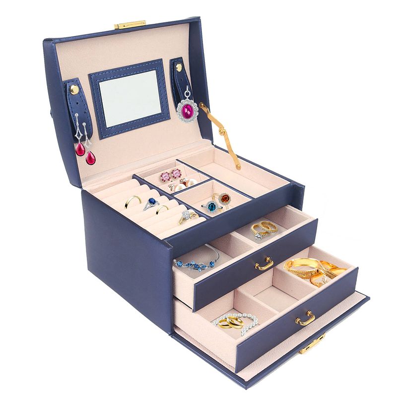 Foto van Mm brands sieradendoos - sieraden houder en organizer - juwelendoos - juwelenkistje met slot