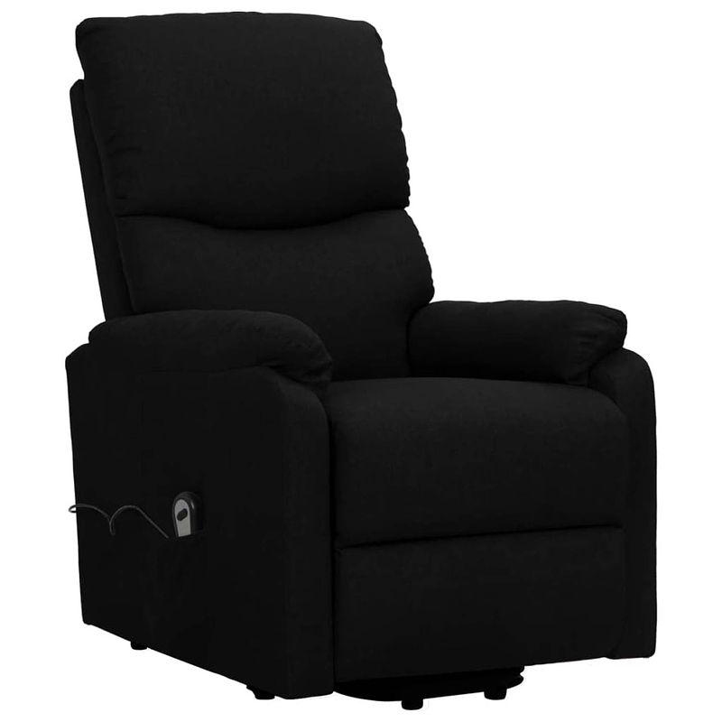 Foto van The living store sta-op-stoel - relaxfauteuil - elektronisch verstelbaar - zwart - stof en metaal - 67x88.5x106.5cm