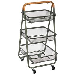 Foto van Keukentrolley khaki 3-laags 48 x 41.5 x 87 cm - opberg trolley