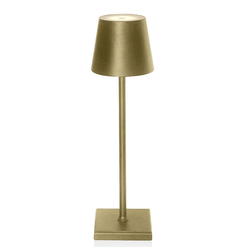 Foto van Attalos tafellamp - usb-c oplaadbaar - dimbare touch led lamp goud - zware kwaliteit - nachtlamp draadloos - 38 cm