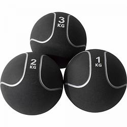 Foto van Gorilla sports medicineballen set - 6 kg - 1, 2 & 3 kg - zwart/zilver