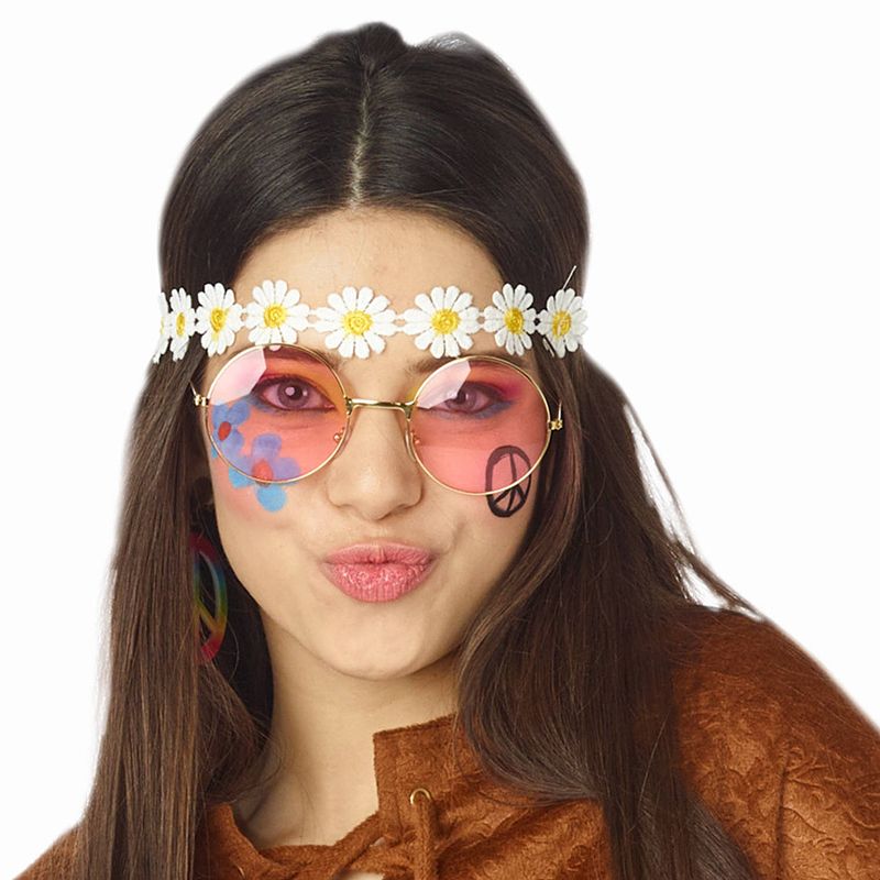 Foto van Carnaval/festival hippie flower power hoofdband met madeliefjes - verkleedhaardecoratie