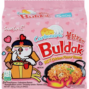 Foto van Samyang carbonara buldak hot chicken flavor ramen 5 x 130g bij jumbo