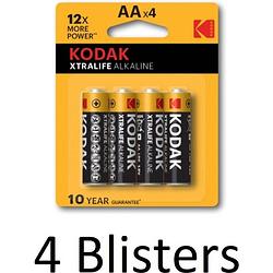 Foto van 16 stuks (4 blisters a 4 st) kodak xtralife aa alkaline batterijen