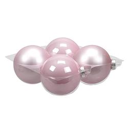 Foto van 4x stuks glazen kerstballen roze (powder) 10 cm mat/glans - kerstbal