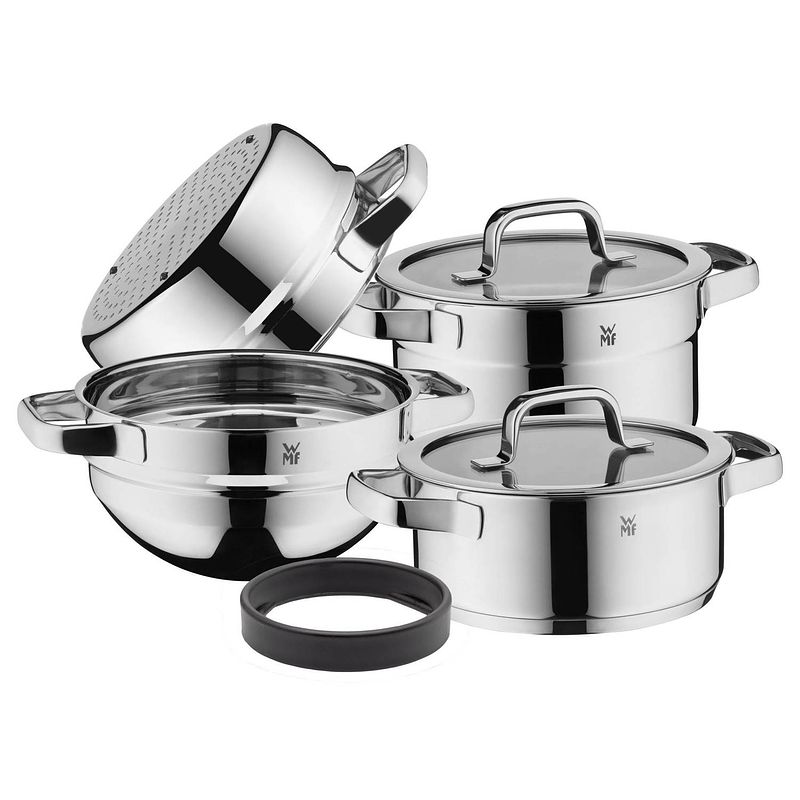 Foto van Wmf compact cuisine - kookpannenset - 5 delig - stoommand - rvs