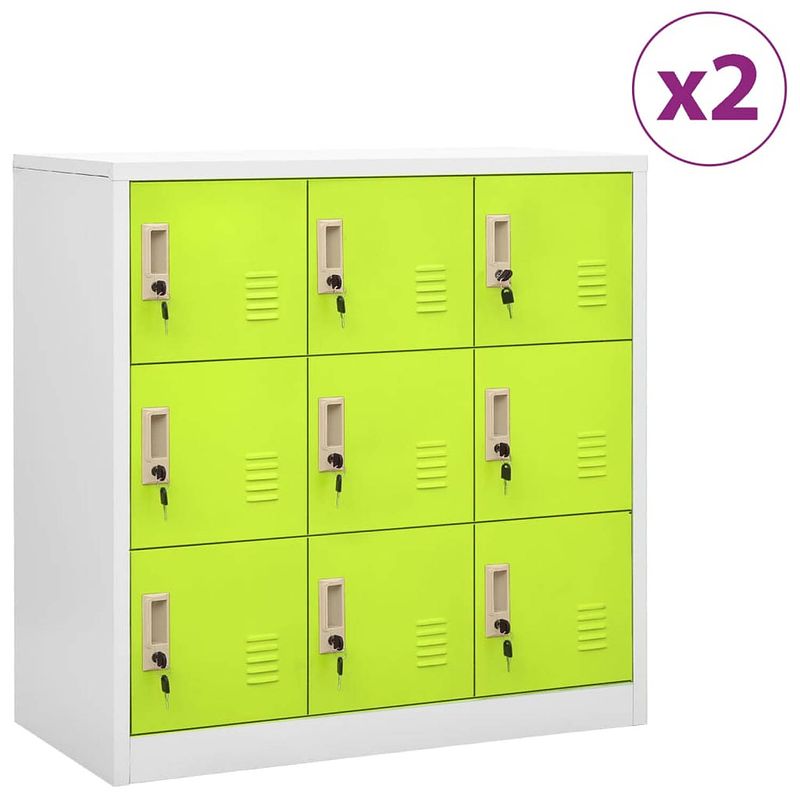 Foto van Vidaxl lockerkasten 2 st 90x45x92,5 cm staal lichtgrijs en groen