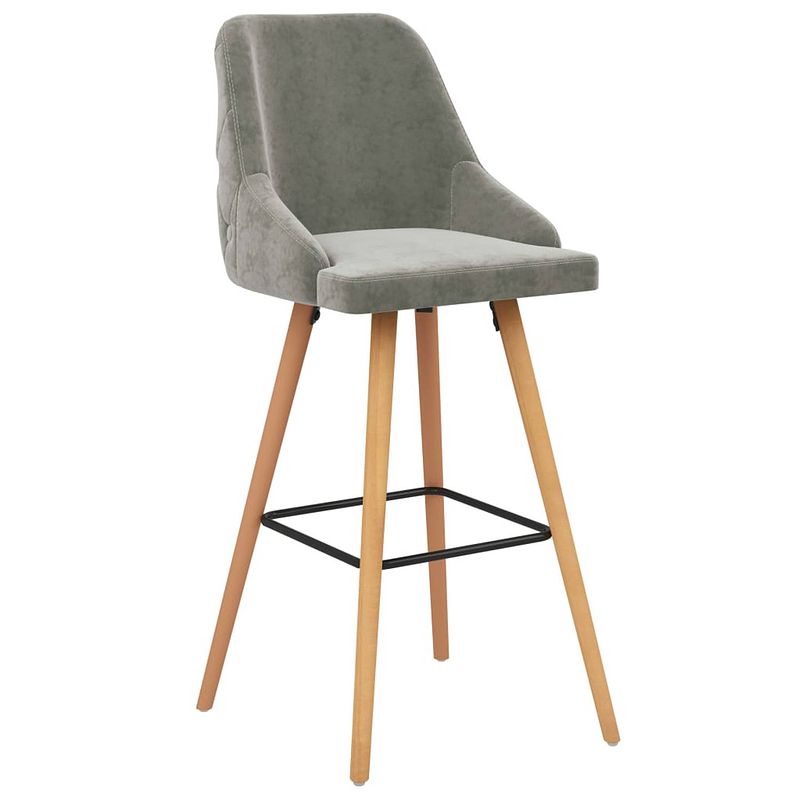 Foto van The living store barstoelen - set van 2 - fluweel - lichtgrijs - afmetingen- 48 x 55 x 106 cm - draagvermogen 110 kg