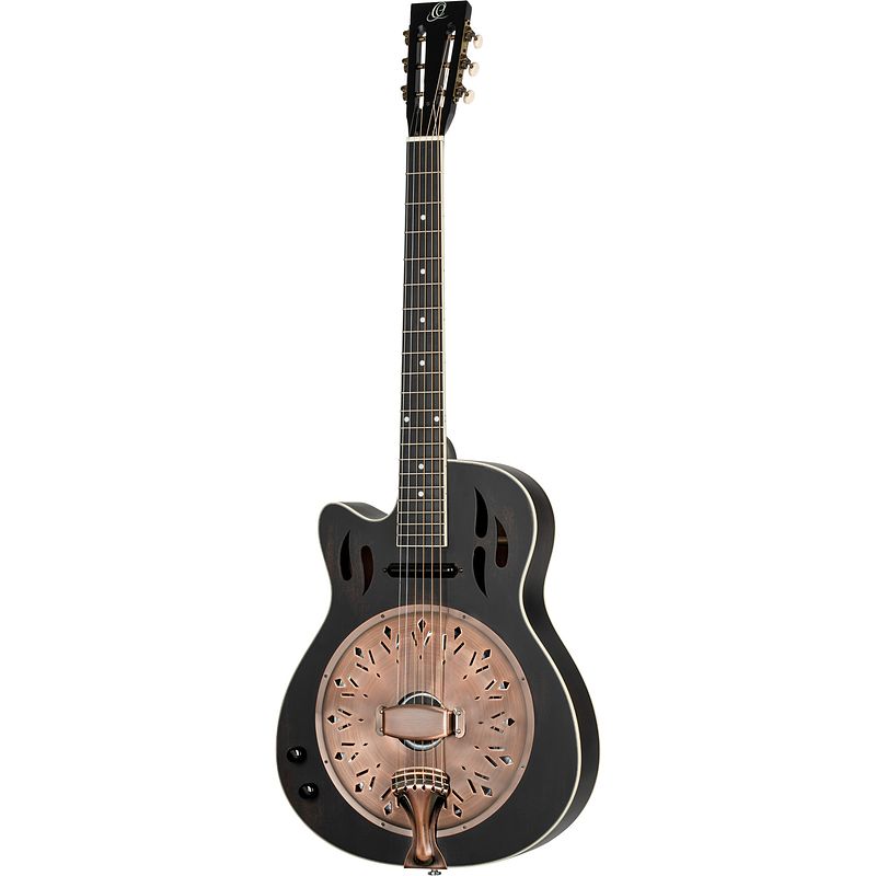 Foto van Ortega americana series rrg40ce-dbk-l resonator guitar linkshandige e/a resonatorgitaar