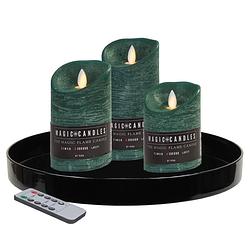Foto van Zwart kunststof dienblad inclusief led kaarsen emerald groen - led kaarsen