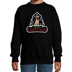 Foto van Dieren kersttrui mastiff zwart kinderen - foute honden kerstsweater 9-11 jaar (134/146) - kerst truien kind