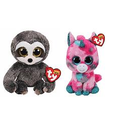 Foto van Ty - knuffel - beanie boo's - gumball unicorn & dangler sloth