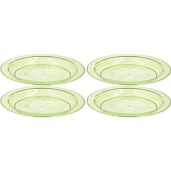 Foto van 4x groene plastic borden/bordjes 20 cm - bordjes