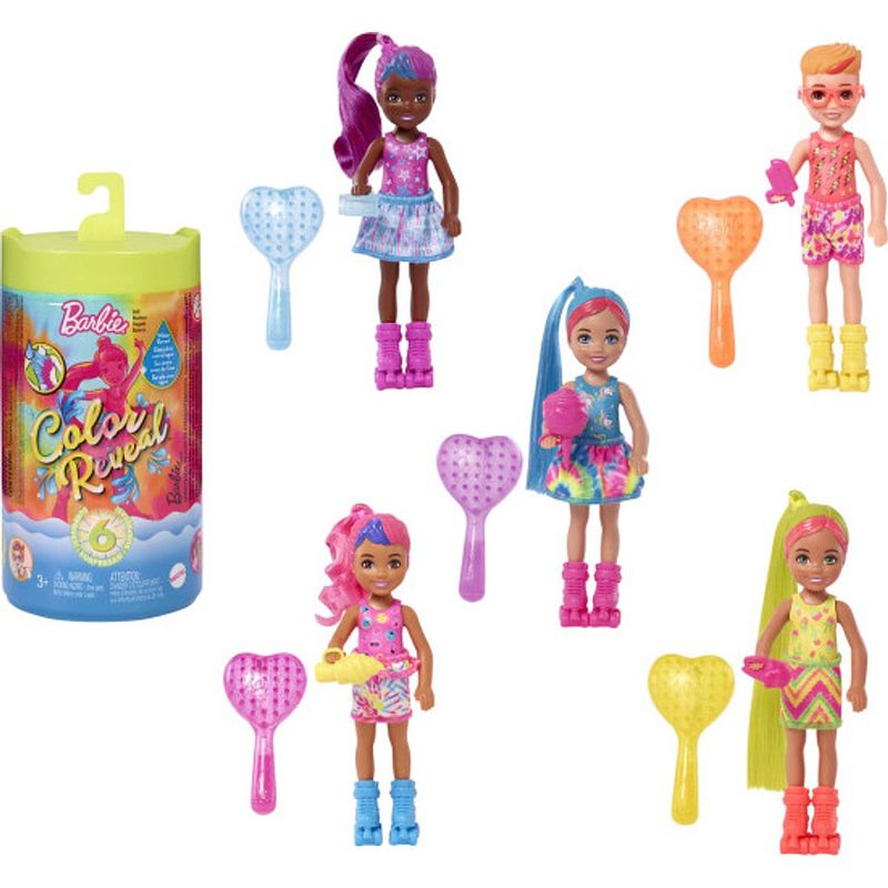 Foto van Barbie chelsea - color reveal 6 - neon tie-dye - modepop - prijs per stuk