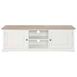 Foto van The living store tv-meubel - naam - houten tv-kast - 110 x 30 x 40 cm - wit