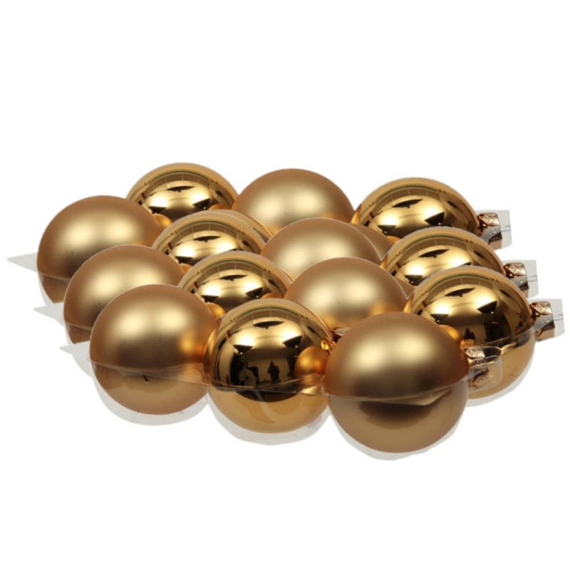 Foto van 18x stuks glazen kerstballen goud 8 cm mat/glans - kerstbal