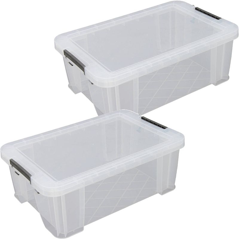 Foto van Allstore opbergbox 15 liter transparant 2x stuks kunststof 47 x 30 x 17 cm - opbergbox