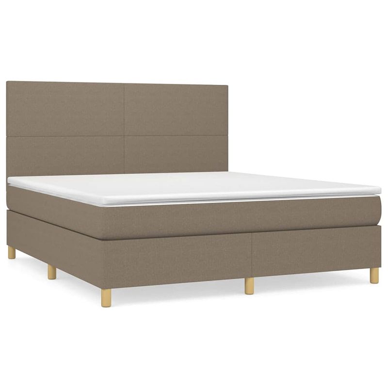 Foto van The living store boxspringbed - pocketvering matras - middelhard - huidvriendelijk topmatras - taupe - 203x180x118/128