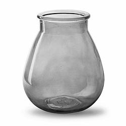 Foto van Bloemenvaas druppel vorm type - smoke grijs/transparant glas - h17 x d14 cm - vazen