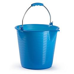 Foto van Huishoud schoonmaak emmer kunststof blauw 9 liter inhoud 30 x 26 cm - emmers