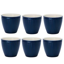 Foto van Set van 6x stuks beker (latte cup) greengate alice donkerblauw 300 ml - ø 10 cm