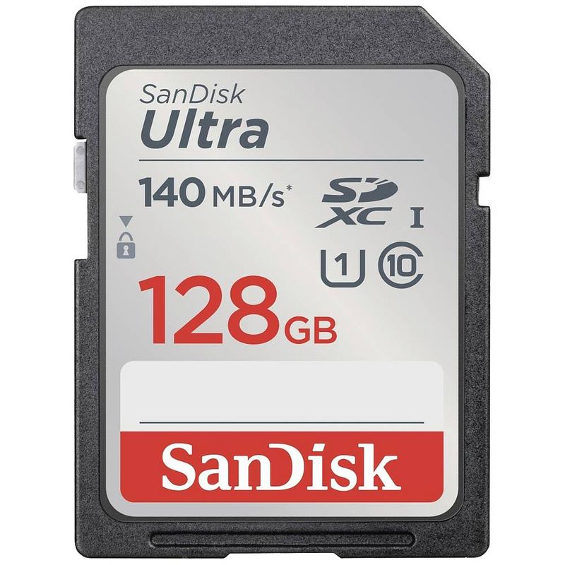 Foto van Sandisk sdxc ultra 128gb (class 10/uhs-i/140mb/s) sdhc-kaart 128 gb uhs-class 1 waterdicht, schokbestendig