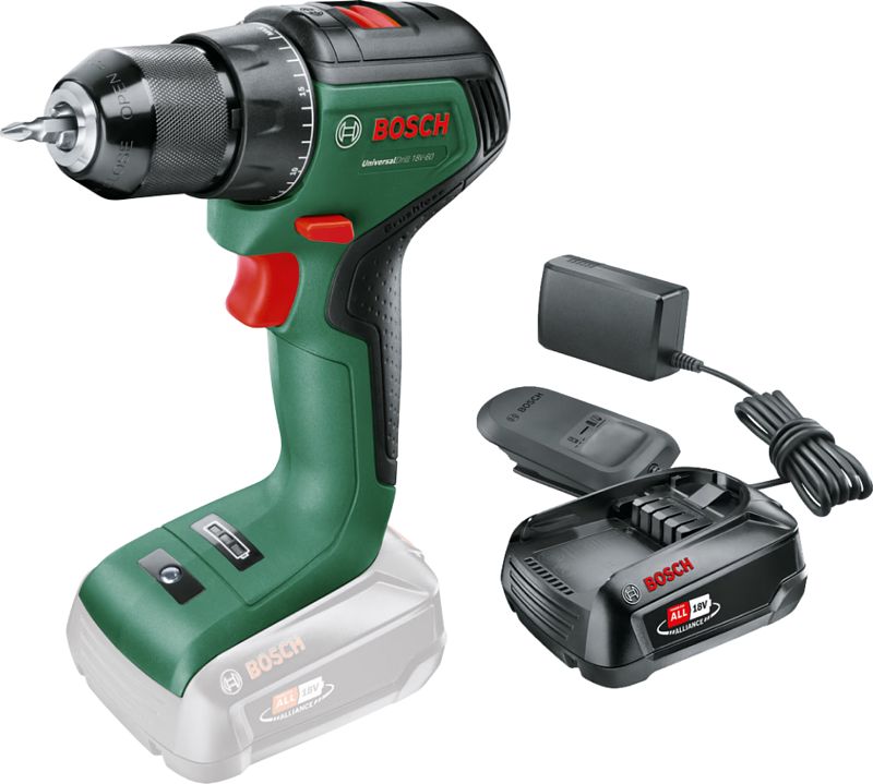 Foto van Bosch universaldrill 18v-60 + 2.5 ah accu (1x)