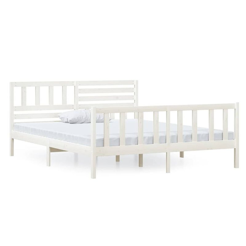 Foto van The living store bedframe - grenenhout - 120 x 200 cm - wit