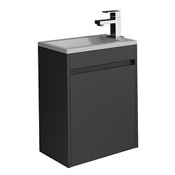 Foto van Badplaats toiletmeubel sinta 40cm - mat zwart - grijze wastafel