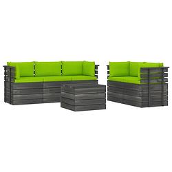 Foto van Vidaxl 6-delige loungeset met kussens pallet massief grenenhout