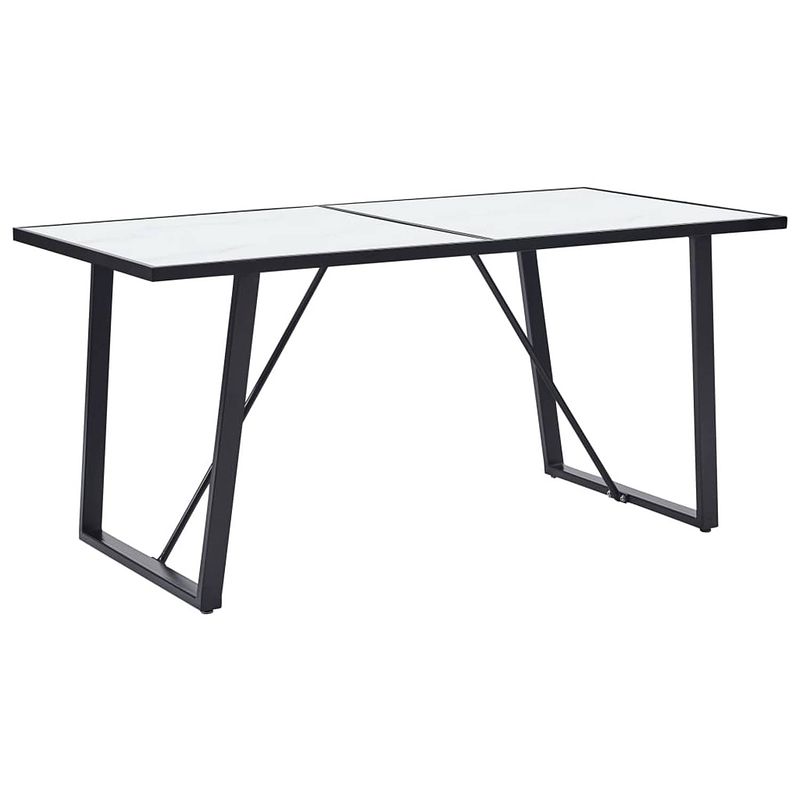 Foto van Vidaxl eettafel 160x80x75 cm gehard glas wit