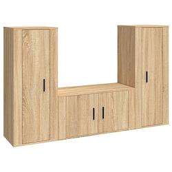 Foto van The living store tv meubel set - sonoma eiken - 2 x 40 x 34.5 x 100 cm + 1 x 80 x 34.5 x 40 cm