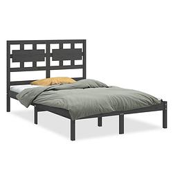 Foto van The living store bedframe - grenenhout - 5ft king size - grijs - 205.5 x 155.5 x 100 cm