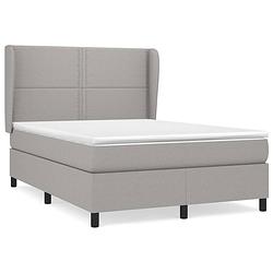 Foto van The living store boxspringbed - bed - 203x147x118/128 cm - lichtgrijs - pocketvering matras