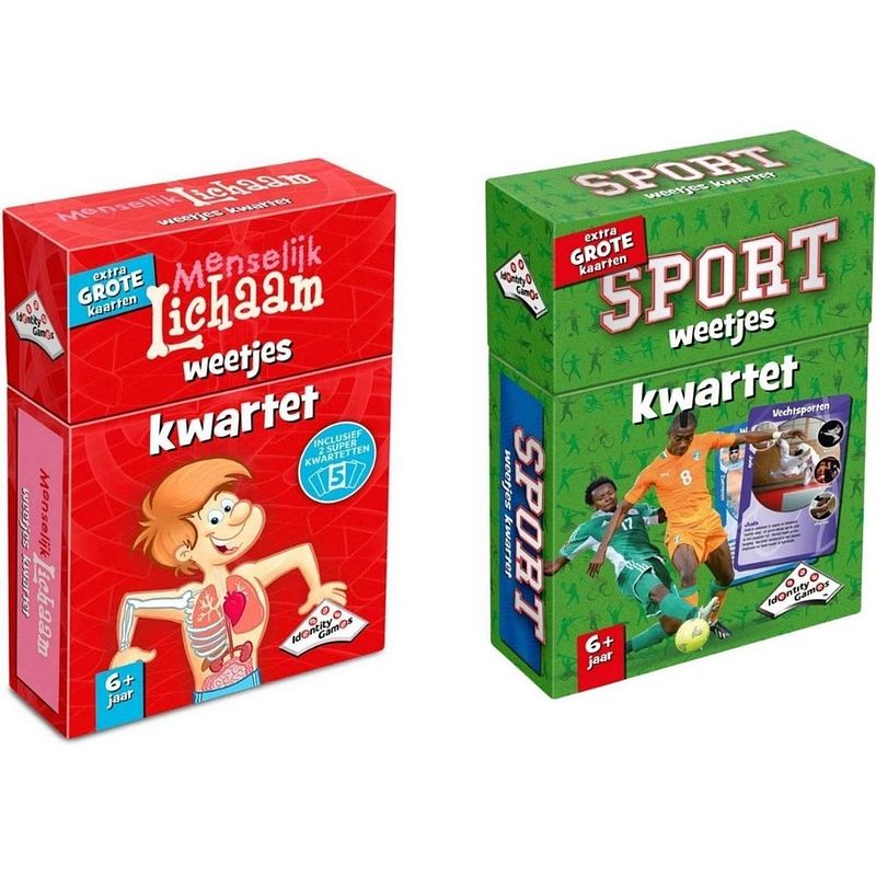 Foto van Spellenbundel - kwartet - 2 stuks - menselijk lichaam kwartet & sport weetjes kwartet