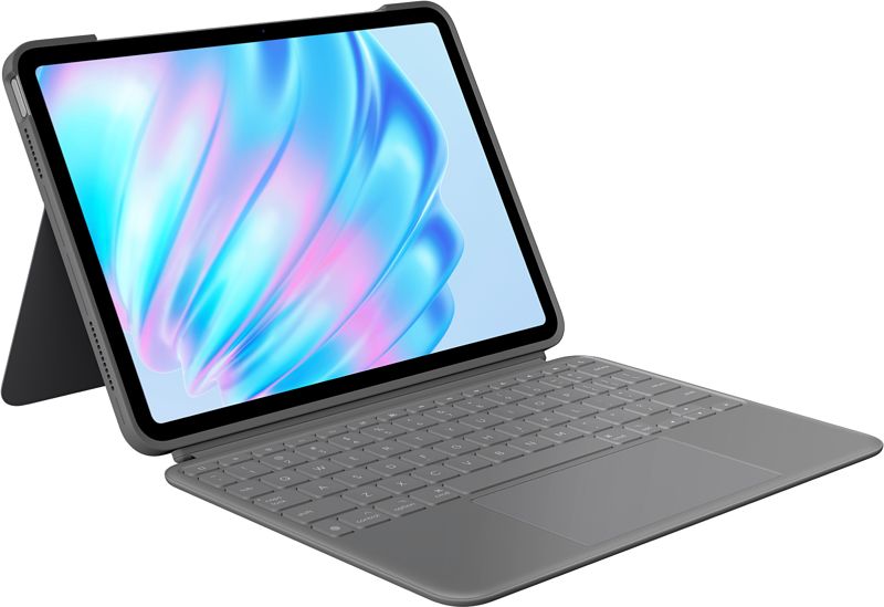 Foto van Logitech combo touch apple ipad air 11" (2024) toetsenbord hoes qwerty grijs