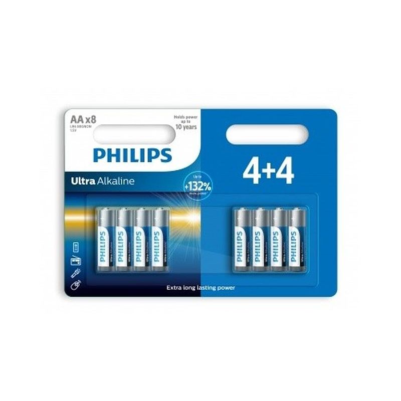 Foto van Philips batterijen ultra alkaline lr6/aa 8 stuks