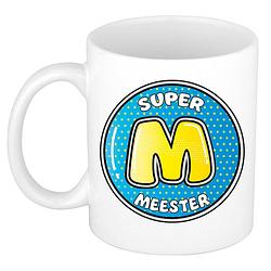 Foto van Cadeau mok/beker - super meester - wit - 300 ml - feest mokken