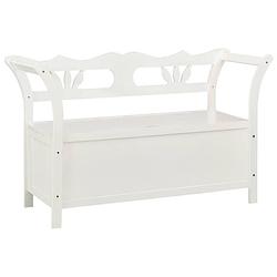 Foto van The living store bank white s - bench - 107 x 45 x 75.5 cm - solid pine wood - storage - backrest and armrests - easy