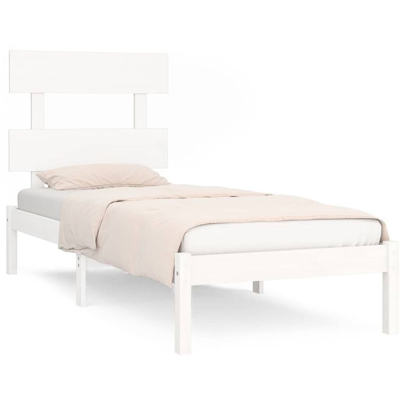 Foto van The living store bedframe massief hout wit 100x200 cm - bed