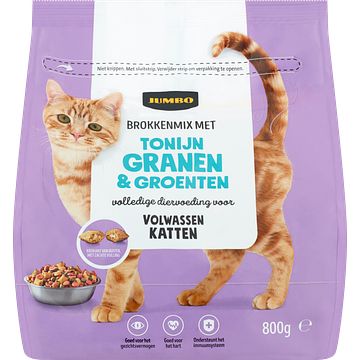 Foto van Jumbo brokkenmix met tonijn granen & groenten 800g