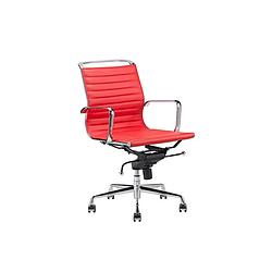 Foto van Feel furniture - lage design bureaustoel - echt leer - rood