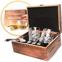 Foto van 2behome whiskey set met 2 whiskey glazen en 6 whiskey stones - whiskeyglazen - whisky