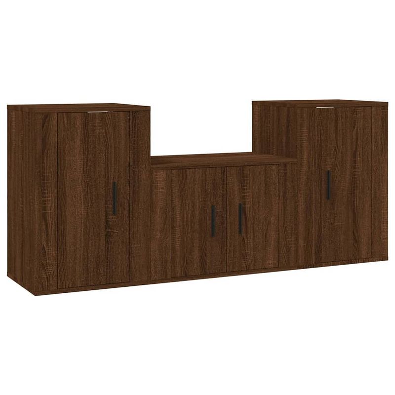 Foto van The living store televisiekastenset - bruineiken - 1x 57x34.5x40 cm / 2x 40x34.5x60 cm - trendy design