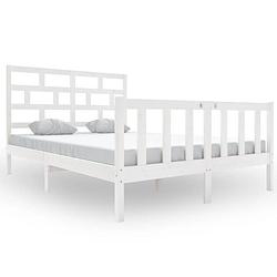 Foto van The living store bedframe - grenenhout - 205.5 x 125.5 x 69.5 cm - wit