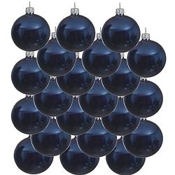 Foto van 18x glazen kerstballen glans donkerblauw 6 cm kerstboom versiering/decoratie - kerstbal